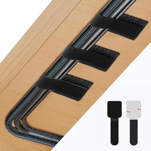 50 PCS Hook and Loop Cable Ties, Under Desk Cable Management, Self Adhesive Cable Tidy Clips Straps, Sticky-Back Cord Organizer, Wire Organizer for TV PC Laptop Ethernet Desktop, Black - color: Black