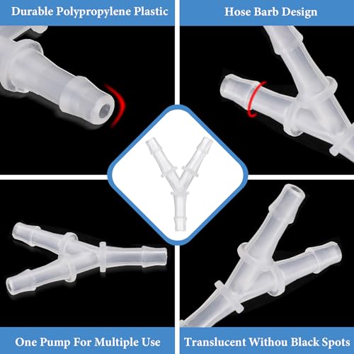 Hose Barb Fitting Equal Barbed,4 Pcs 3/16" Y Shaped Plastic Tubing Joint 3 Way Polypropylene Pipe Connectors Air Pump Accessories Splicer Mender Adapter Union Boat Water Air O2 Fuel
