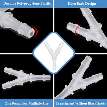 Hose Barb Fitting Equal Barbed,4 Pcs 3/16" Y Shaped Plastic Tubing Joint 3 Way Polypropylene Pipe Connectors Air Pump Accessories Splicer Mender Adapter Union Boat Water Air O2 Fuel