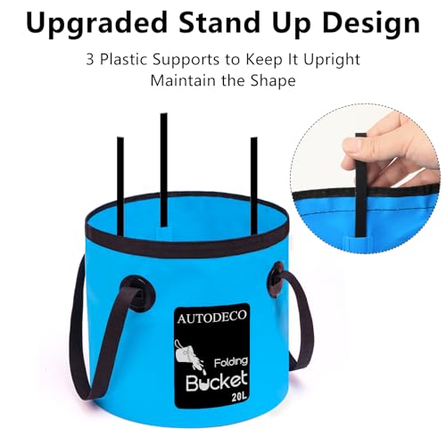 5 Gallon Collapsible Bucket Water Container Portable Wash Basin for Fishing Camping Car Washing Hiking 20L - color: Blue