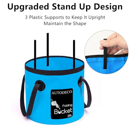 5 Gallon Collapsible Bucket Water Container Portable Wash Basin for Fishing Camping Car Washing Hiking 20L - color: Blue