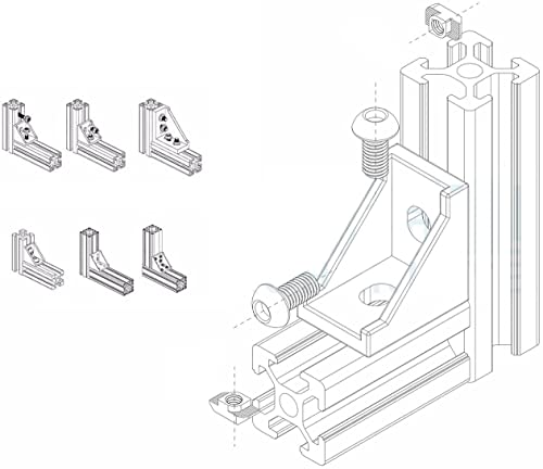 10pcs Black 2020 Series 1720 Aluminum Profile Corner Bracket with 20pcs M5 T Nuts +20pcs M5 Screws + 1pcs Wrench for Slot 6mm 20S Aluminum Rail Accessories (10PCS 1720 Corner Bracket) - style: 10PCS 1720 Corner Bracket black