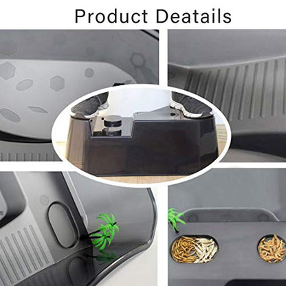 Plastic Turtle Tank Reptile Habitat Pet Terrariums Turtles Tank Aquarium Terrapin Topper Basking with Platform Plants,Durable,Safe, Non-Toxic(Black) - color: Black