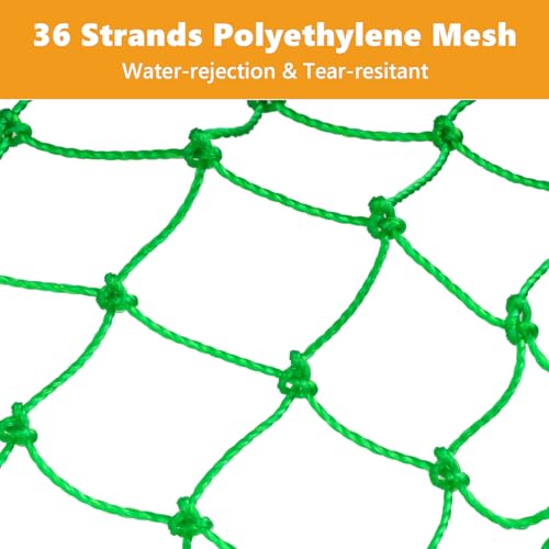 Large Bridge and Pier Fishing Net 32''/39'' Hoop, Foldable Drop Net Pier Fishing for Saltwater with Rope, Landing Net with Nylon Mesh, Collapsible Soft Steel Ring - color: Green, size: M: 32''×36''
