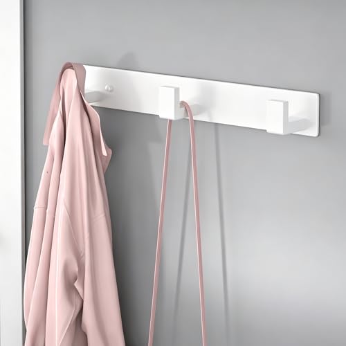 PMMASTO Stainless Steel Wall Coat Rack, White- 3 Hooks, 1 Pack, L Shape - color: White, size: 3 "L" Hooks, 1PACK