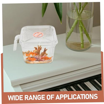 Abaodam Unbreakable Bowl Handle and Lid Safe Aquarium for Betta Fish and for Desktop Decoration Easy to Clean and Maintain