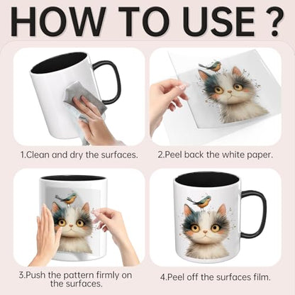 12 PCS UV DTF Cup Wrap Stickers, Frazzled Cat Rub on Transfers for Crafts, Permanent DIY Transfer Decals for 16oz Libbey Glass Cans, Mugs, Candles, Easy to Apply Art Stickers - style: Frazzled Cat