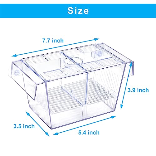 Fish Breeding Box Aquarium Holding Tank Transparent Fish Isolation Box Acclimation Hatchery Incubator Breeder for Betta Shrimp Clownfish Guppy