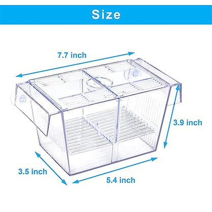 Fish Breeding Box Aquarium Holding Tank Transparent Fish Isolation Box Acclimation Hatchery Incubator Breeder for Betta Shrimp Clownfish Guppy