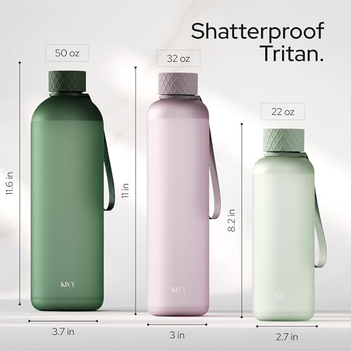 KIVY Slim Water Bottle 32oz Tritan - Lightweight & Shatterproof - BPA-Free - color: 05 Navy Blue, size: 32 Ounces