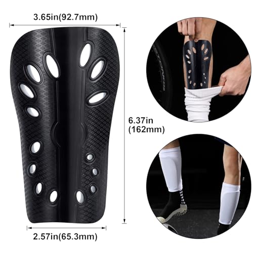 ANCIRS 2 Pair Soccer Shin Guards for Youth, Breathable Shin Guard Sleeves for Football Games, Protective EVA Cushion for Youth Men & Women - color: Black & White