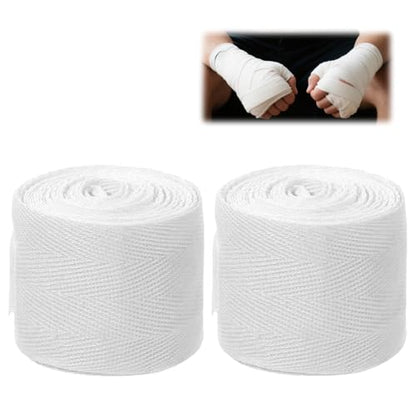 2PCS White Boxing Hand Wraps, Boxing Elastic Mexican Hand Wrap Elastic Wrist Compression Bandage Elastics Hands Wraps, Hands Protection for Teenager Boxings Glove Under Mitts Wrist Protection 3.1m