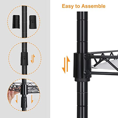 Best 3-Tier Wire Shelving - Black -mini Shelf - Kitchen Storage Shelves, Lightweight countertop Storage Rack Corner Shelf Shelving Adjustable Storage Shelf, 11.8" D x 15.7" W x 31.5" H - size: 3-Black Shelf