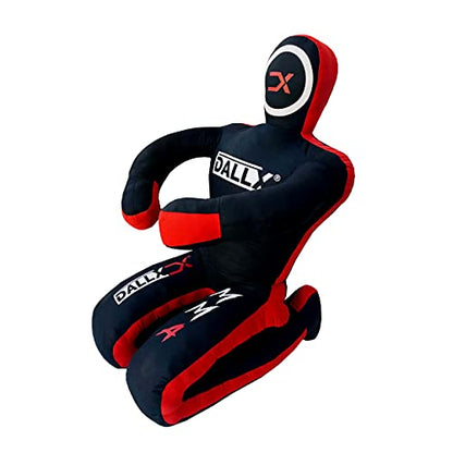 DALLX MMA Grappling Dummy BBJ Wrestling Brazilian Jiu Jitsu Punching Bag Judo Karate Throwing Boxing Fighting Dummy Self Defense Sitting Position – UNFILLED - color: BLACK RED, size: 4FT