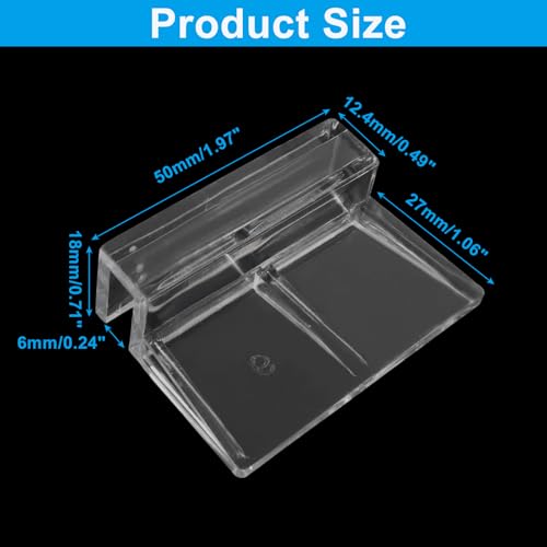 Murtenze 8 PCS Aquarium Lid Clips, 6mm Clear Acrylic Fish Tank Holder Support Clamps for Rimless Aquariums - size: 6mm