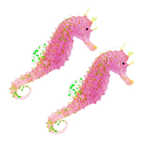 2Pc Aquarium Fish Tank Landscaping Decor Glowing Effect Animal Sea Horse