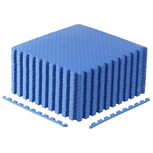 CAP Puzzle Exercise Mats | 1/2” Thick EVA Interlocking Foam Tiles for Home Gym Flooring | Multiple Options - color: Diamond - Blue, style: 24 Tiles (96 SQ FT)