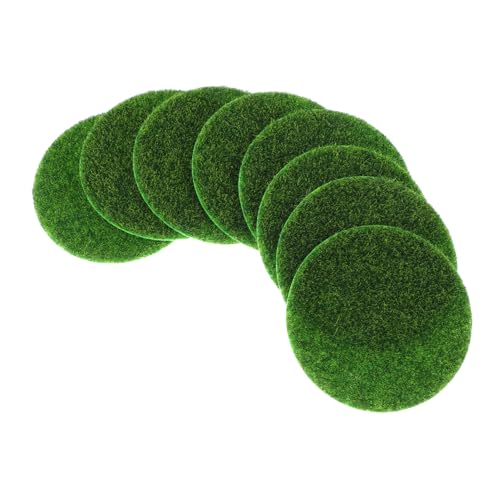 TOYANDONA 8pcs Round Artificial Grass Mats Fake Turf for Miniature Garden Lifelike DIY Grass Pad Moss Decorative Turf Wall Mat Faux Plants Indoor Zen Decor