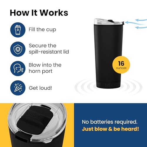 The LoudCup 16 oz 2-in-1 Water Bottle & Noisemaker, Jet Black - color: Jet Black, size: 16 Ounces