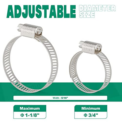 20PCS Hose Clamps Stainless Steel Adjustable 3/4"–1-1/8"(19-29mm) Worm Gear Hose Clamp, Heavy Duty Metal Small Hose Clamps for Automotive, Pipe, Radiator Plumbing, Fuel Line - size: 3/4"-1-1/8"(19-29mm)