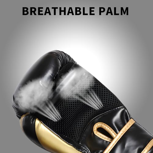 Kids Boxing Training Gloves, Sparring Boxing Gloves for Boys Girls - color: Black(Golden), size: 12 oz