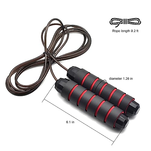BOOMIBOO Jump Rope, Adjustable Jump Ropes,Skipping Rope Tangle-Free Rapid Speed with Ball Bearings for Women Men Kids,Exercise & Slim Body Jumprope at Home School Gym - color: Black+Blue