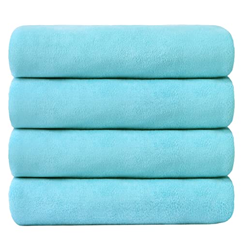 JML Microfiber Bath Towels, 4 Pack, 30" x 60", Aquamarine - color: Microfiber Aquamarine, size: 4 Pack (30 in x 60 in)