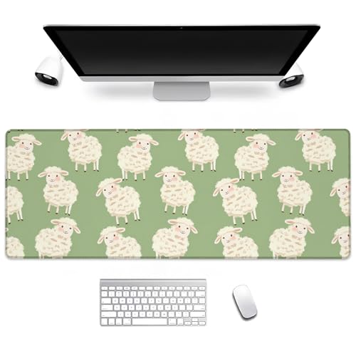 Cartoon Sheep Gaming Mouse Pad, Computer Keyboard Desktop Cute Farm Animal Mouse Pads for Home, Work, Desk Decor, Large Office Laptop Anti-Slip Rubber Base Desk Mat 31.5×11.8 in - color: Sheep11