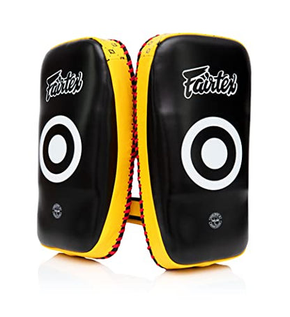Fairtex Curved Muay Thai Pads, Kickboxing Punching Kicking Striking Shield - color: Black/Yellow, size: Standard