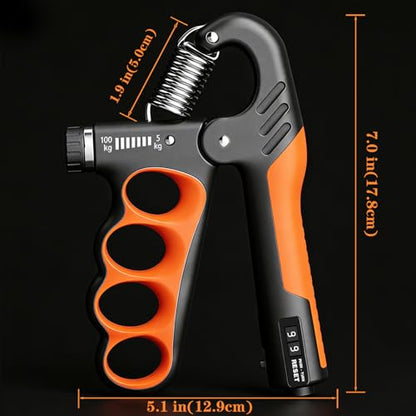 Hand Gripper Strengthener, 11-220LBs Adjustable Resistance Grip Strength Trainer with Counter, Forearm Exerciser for Injury Recovery and Muscle Building - color: Red-2PCS