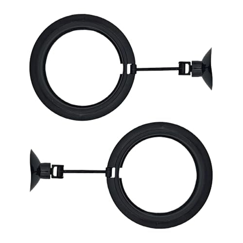 2Pcs Fish Feeding Rings Black Round Floating Food Feeder Circle with Suction Cup for Fishes Tank Aquarium Turtle Betta Goldfish Small Fish Feeding Accessories Floating Plant Duckweed Ring - color: Black, size: Round-2Pcs