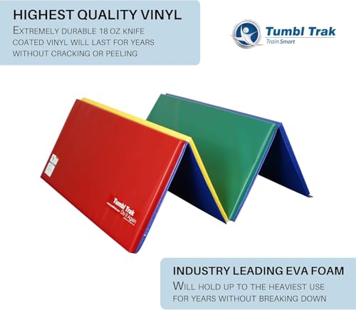Tumbl Trak Gymnastics Folding Tumbling Panel Mat - color: Primary Rainbow, size: 4'x6'x1.38"