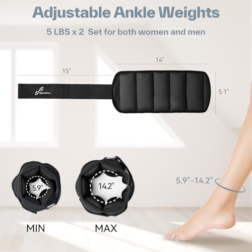 Sportneer Adjustable Ankle Weights with Removable Weights, Easy to Adjust - color: Black