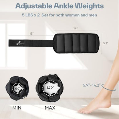 Sportneer Adjustable Ankle Weights with Removable Weights, Easy to Adjust - color: Black