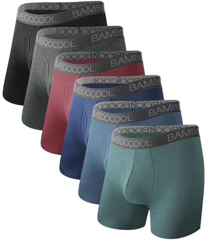 BAMBOO COOL Ultra Soft Mens Underwear Boxer Briefs Multi-pack - color: 2blue/Red/Coal Black/Charcoal Gray/Gray Green（6 Pack）, size: Small