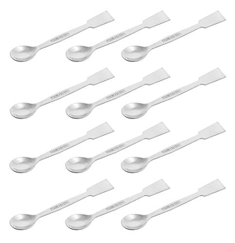 EISCO 12PK Scoops with Spatula, 5.9" - Stainless Steel, Polished One Flat End, Spoon End- Eisco Labs