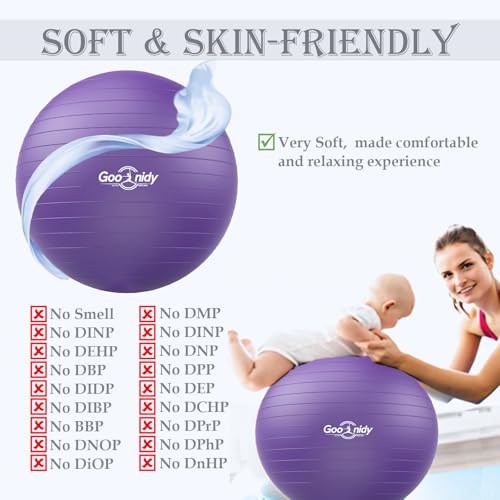 Soft Exercise Ball, Yoga Pregnancy Ball Chair, Pilates Equipment with Pump - color: Purple, size: S(15-18inch/38-45cm)
