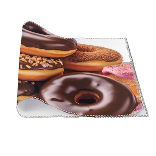 Placemat Set of 4 Washable Place Mats Heat Resistant Donuts Chocolate Table Mats for Kitchen Non-Slip Placemats Wipeable Desktop Protection Mat for Dining Table - color: Donuts Chocolate