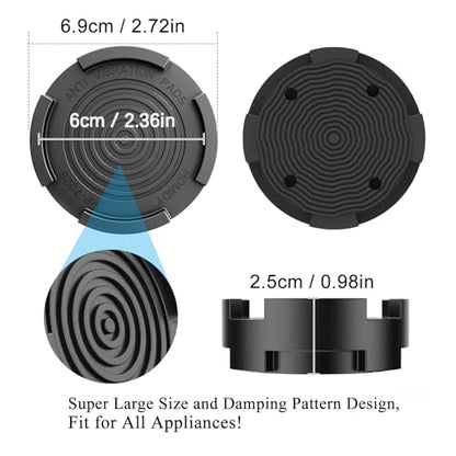 Anti Vibration Pads for Washing Machine,Universal Washer & Dryer Support Foot Pads Feet Stabilizer, Stops Moving Walking, Rubber Anti Slip Muffling Mat, Furnitures Feet Protectors (4 Pack)