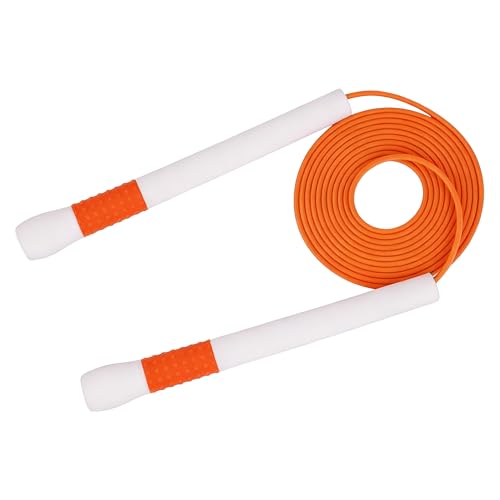 YUEDONG Ergonomic Jump Rope with Non-Slip Handle for Adults | Quick-adjust length, 7.7 in non-slip handle, PVC coated rope carry bag for HIIT speed double unders and endurance training - color: Oranger, size: 3MM