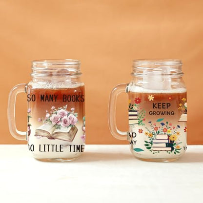UV DTF Cup Wraps Transfer Stickers Book and Flowers Pattern, 10 Sheets Waterproof Custom Vinyl Transfer Sticker 16oz Coffee Glass Cup Tumbler Bottle Mug Decals for Men Women - style: Book and Flowers