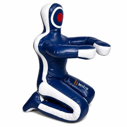 Bestzo MMA Martial Arts Brazilian Grappling Dummy Jiu Jitsu Punching Bag Sitting Position-Unfilled Hands on Front - color: Synthetic Leather Blue, size: 70 inches (6 ft)