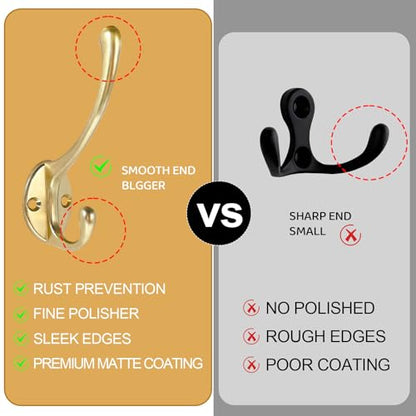 Wall Hooks for Hanging, 20-Pack Heavy Duty Metal Coat Hooks, for Living Room, Bathroom, Kitchen, Bedroom for Towel, Hat, Key, Closet, Bag (Gold) - color: 20pcs-Gold