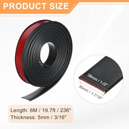 HARFINGTON U-Shape Edge Banding 1-7/16" x 20ft (36mm x 6M) Self Adhesive TPE Flexible Veneer Tape Soft Edge Strip Protector for Furniture Cabinet Table Protection Repair, Black