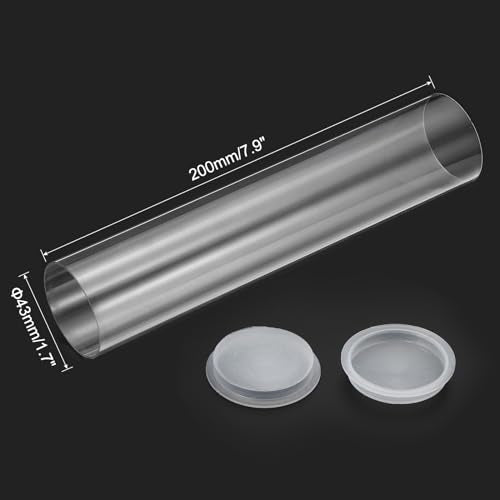 PATIKIL 7.9"L x 1.7"Dia Clear Storage Tubes, 1Pcs PC Plastic Transparent Hollow Round Rigid Tube with Cap for Beads Bath Salt Container Wedding Party Favors