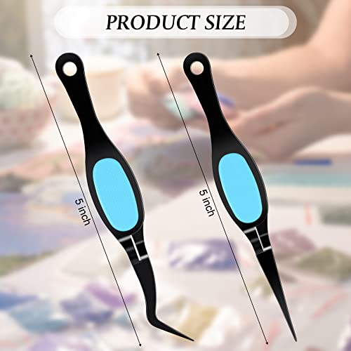 Chumia Craft Tweezer Reverse Tweezers Crossing Lock Stainless Soft Grip Tool Precision Curved Bent Straight Fine Tip Tool for Craft Jewelry Scrapbooking Beading Electronic Laboratory(Black and Blue)