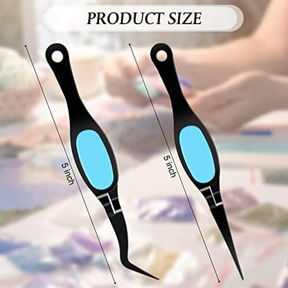 Chumia Craft Tweezer Reverse Tweezers Crossing Lock Stainless Soft Grip Tool Precision Curved Bent Straight Fine Tip Tool for Craft Jewelry Scrapbooking Beading Electronic Laboratory(Black and Blue)