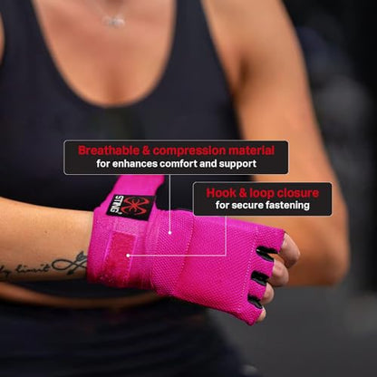 Elastic Quick Wraps by STING | Semi-Elastic Compression Fabric, Padded Knuckle Section, Expandable Finger Panels - color: Pink, size: Medium