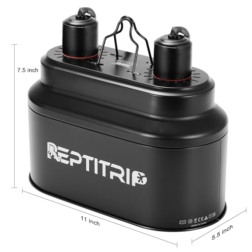 Dual Reptile Light Fixture with 100W Daytime Heat Bulb & 100W Nighttime Ceramic Heat Emitter, 2 Independent Switches, Reptile Heat Lamp Combo Pack - No UVB - size: ST1