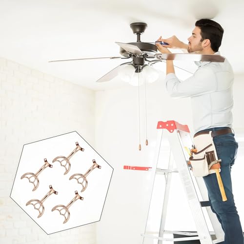 5 Pcs 52’’Ceiling Fan Blades Arms Replacement,Ceiling Fan Blades Arms Replacement Parts Mounting Bracket Kit for Replacing The Worn Fan Blades,Keep The Balance and Good Performance (Rose Gold) - color: Rose Gold
